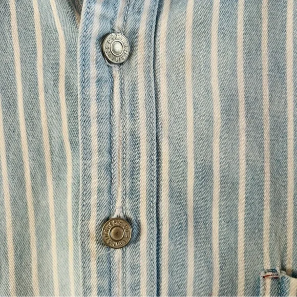 Vintage Levi's 1990s Striped Chambray Denim Long Sleeve Shirt, size XL FLAW - Picture 4 of 11